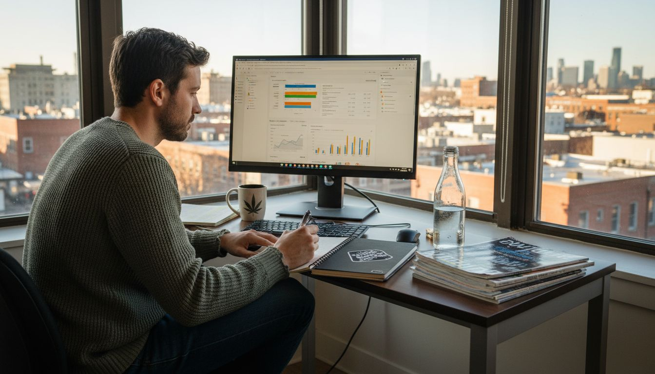 Cannabis SEO specialist analyzing website metrics