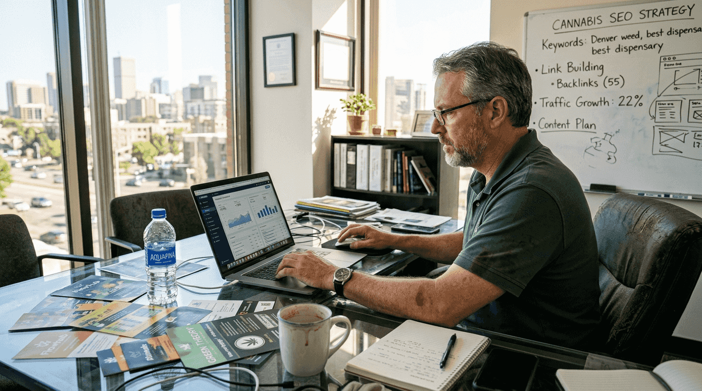 Owner planning cannabis online visibility strategy