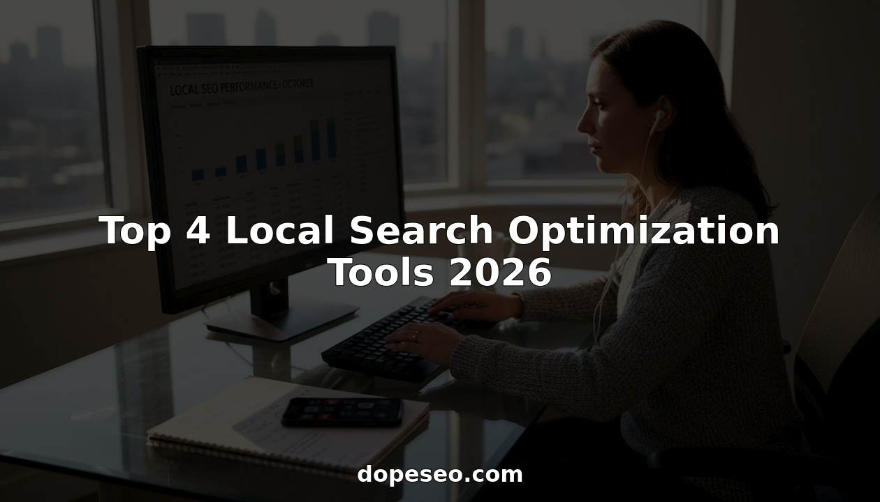 Marketer working on local SEO tools in corner office