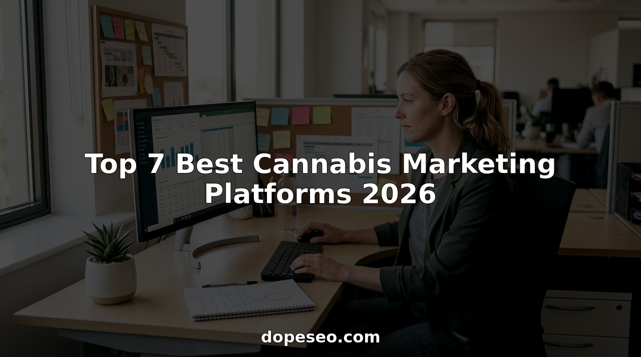 Marketing manager working in bright cannabis agency office