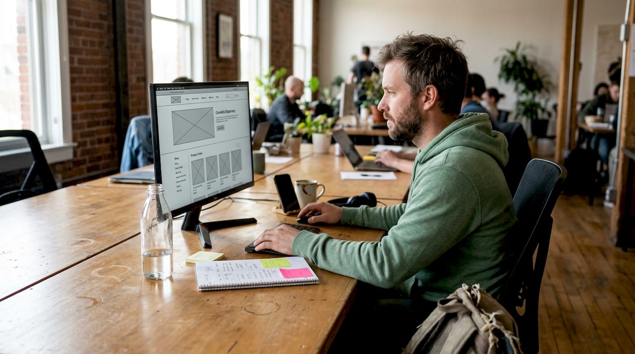 Web designer working on cannabis site interface