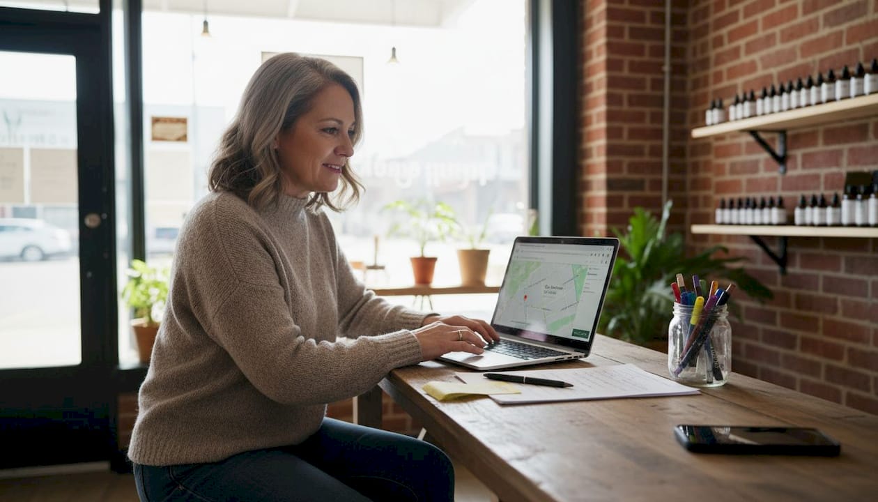 Dispensary owner checking business Google Maps