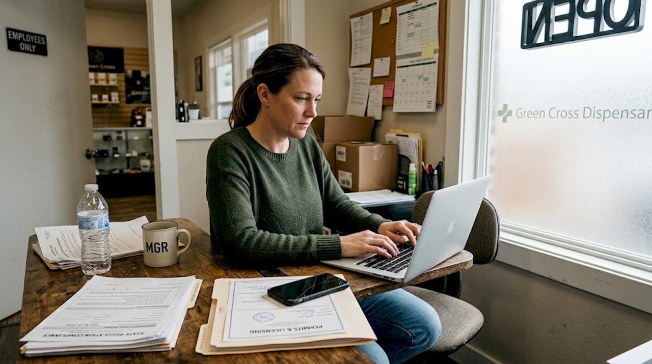 Manager entering cannabis business info