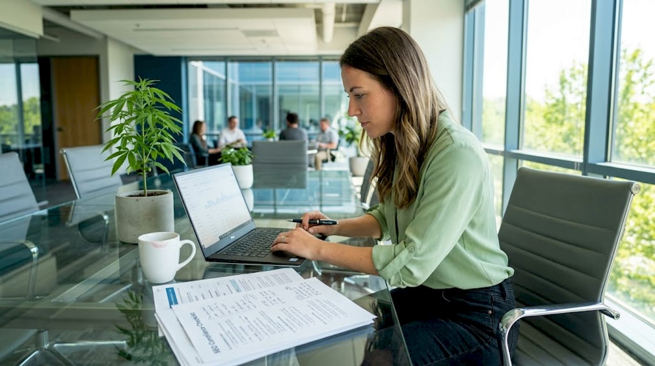 Marketer reviewing hemp business SEO compliance