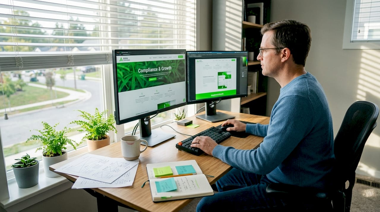 Designer working on cultivation facility website