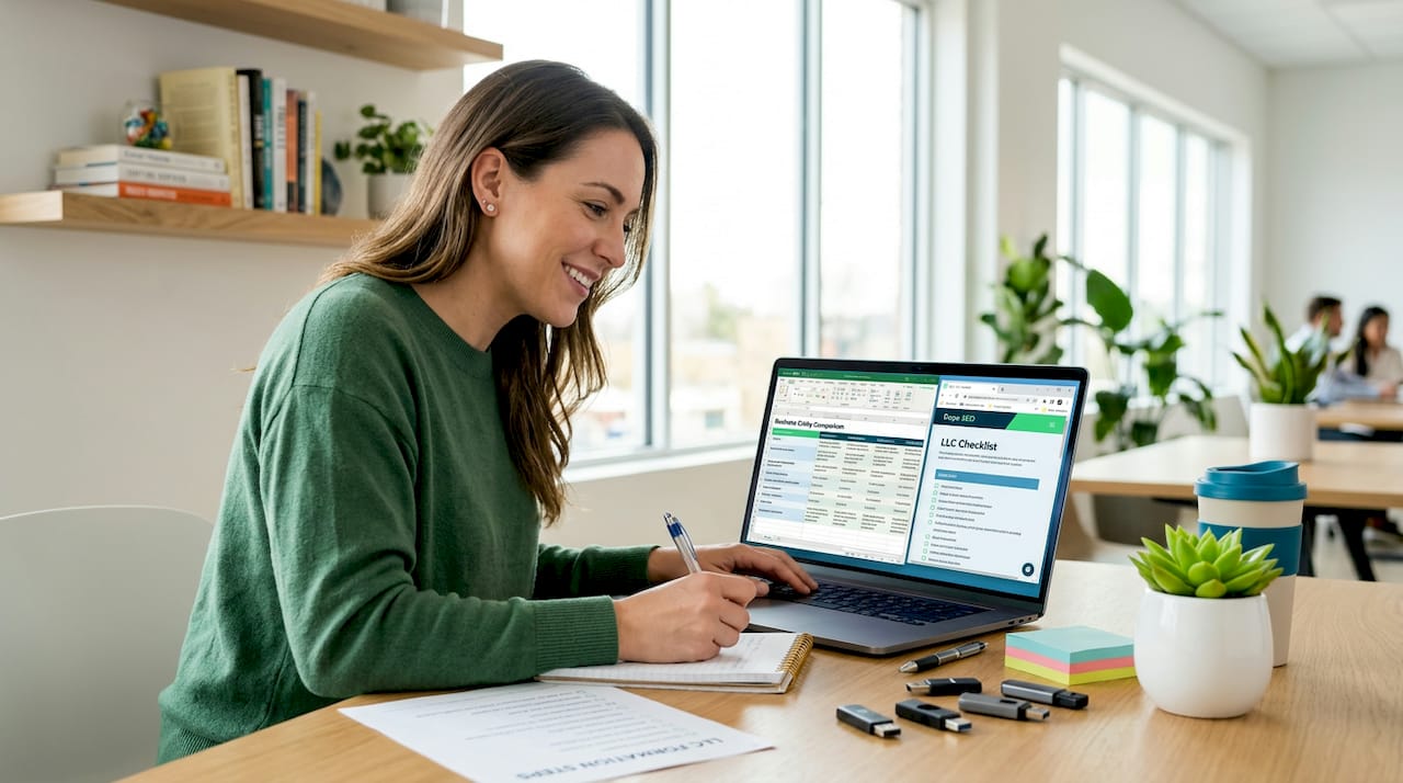 Entrepreneur working on ecommerce business setup
