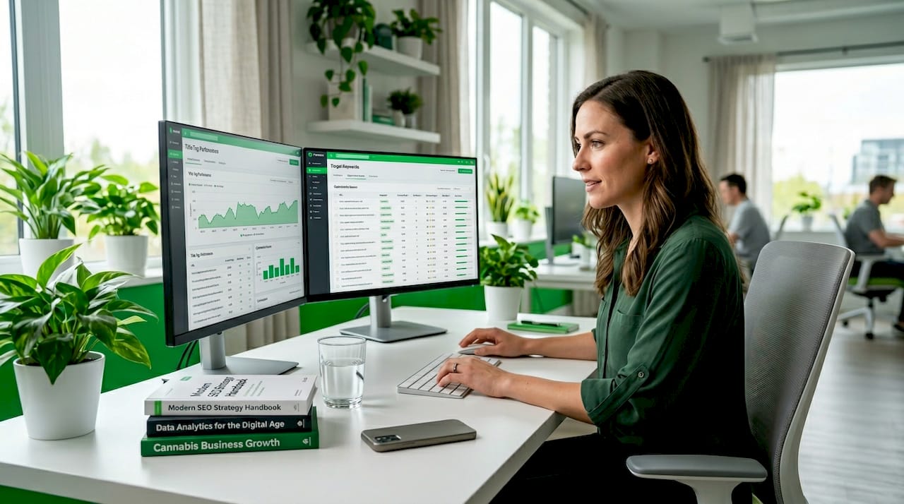 SEO specialist working on title tag optimization