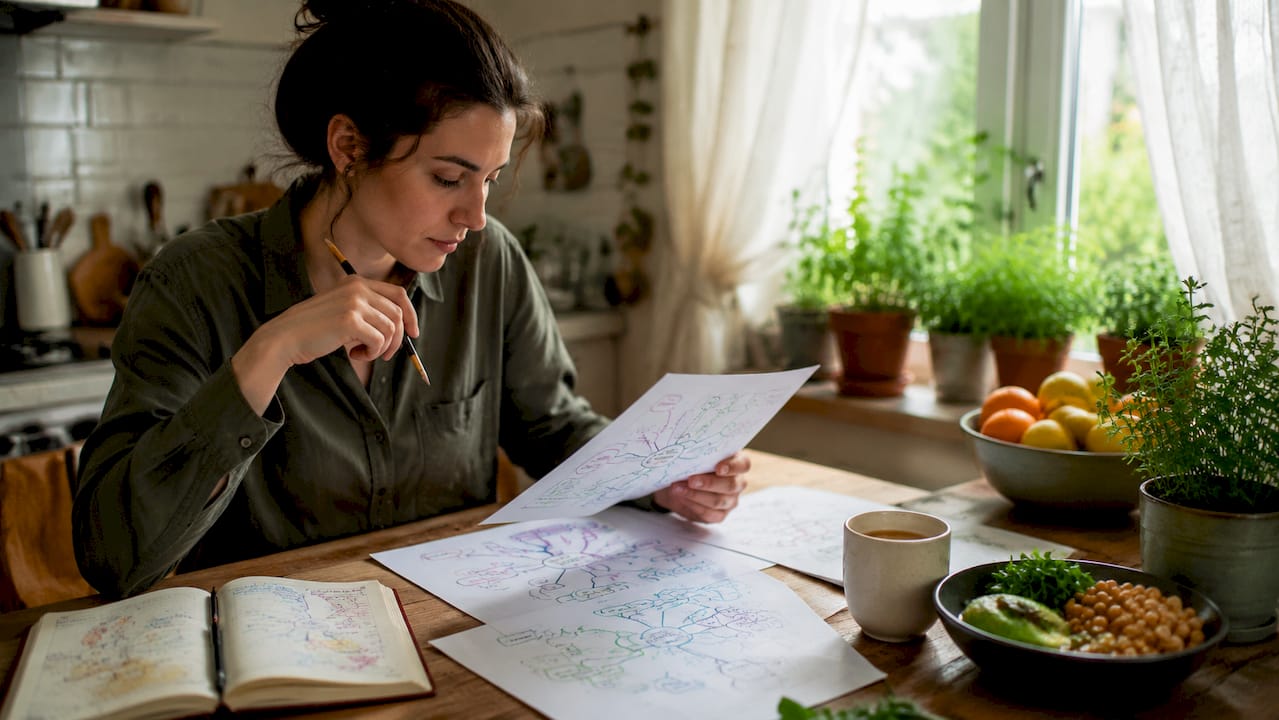 Digital marketer analyzing SEO intent maps and reports