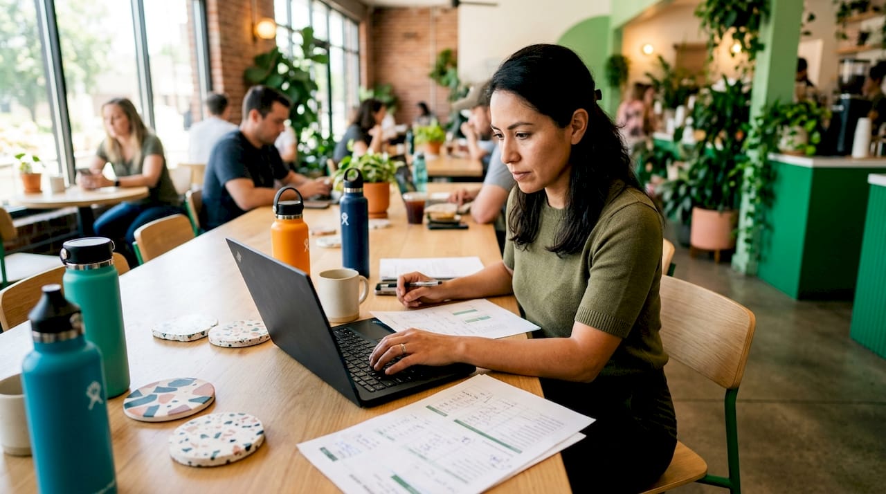 Professional woman working on cannabis lead data